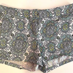 Paisley Patterned Shorts 100% Cotton Teal Art to Wear J. CREW